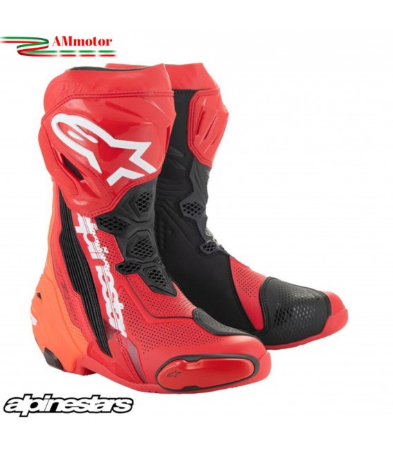 Alpinestars Supertech R Vented Red Fluo Stivale Moto Racing Pista