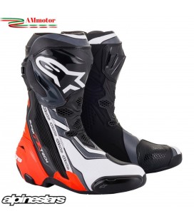 Alpinestars Supertech R Black Red Fluo White Grey Stivale Moto Racing Pista