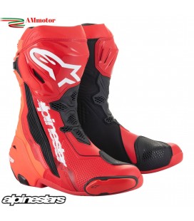 Alpinestars Supertech R Black Red Fluo Stivale Moto Racing Pista