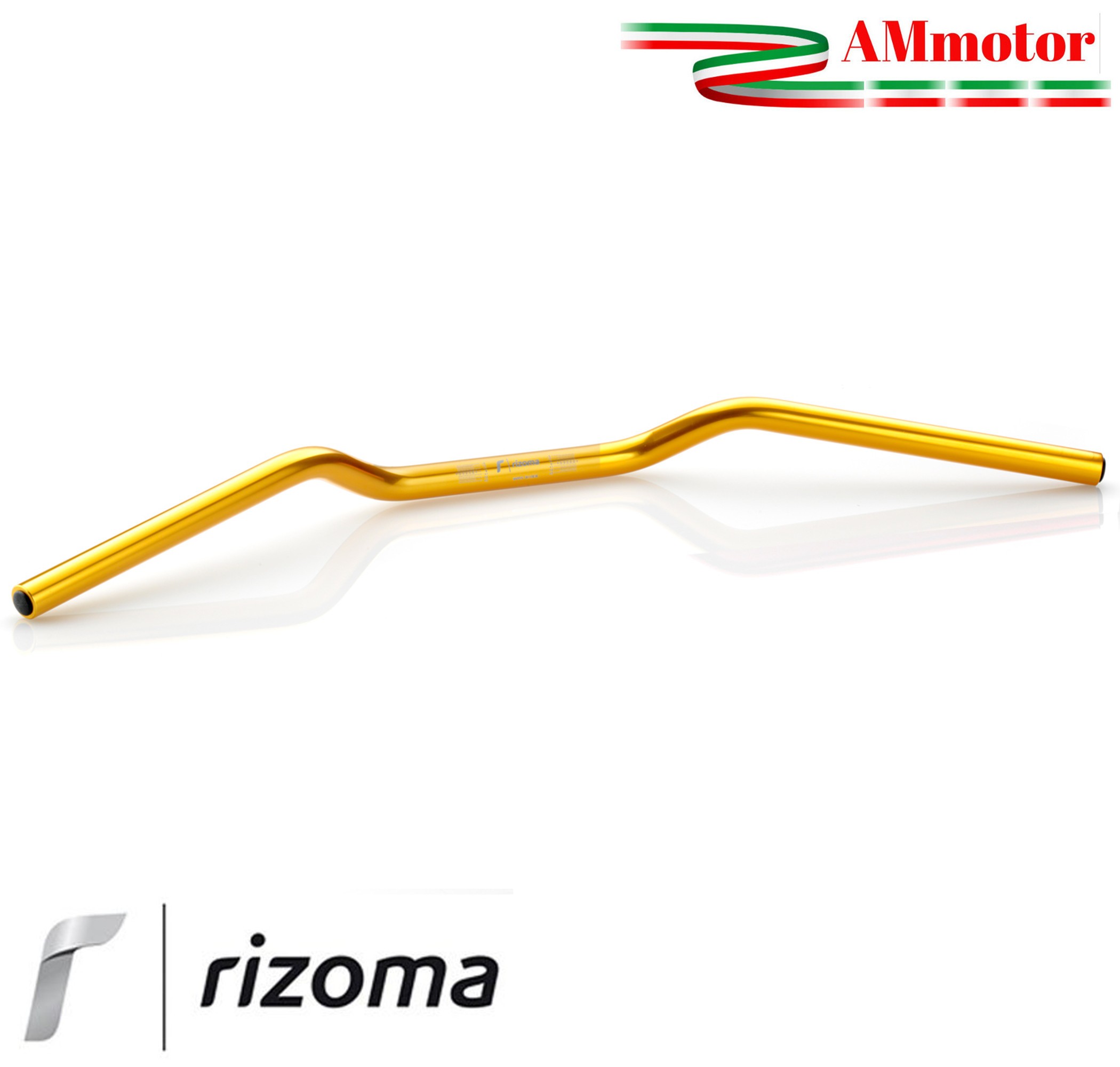 Manubrio Rizoma Moto 22 mm Alluminio Ergal Anodizzato Oro Sezione Variabile